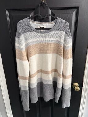 Joseph Striped Knit Sweater in Gray, Cream & Tan